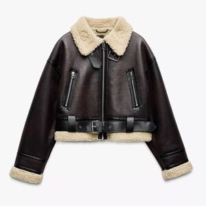 Zara Sherpa Aviator Jacket